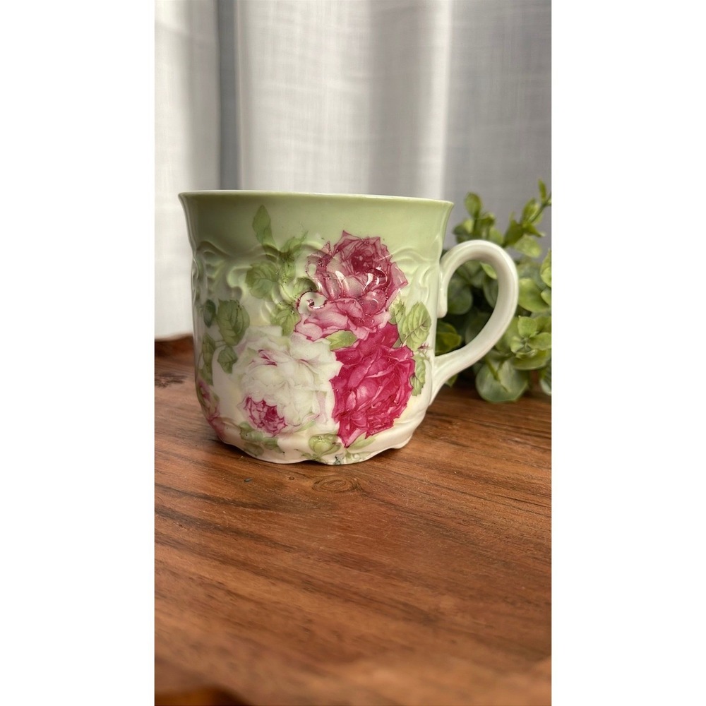 Antique Mustache Cup Wheelock & Company Porcelain "Royal Rose" Germany 1800s